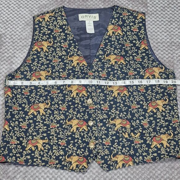 Vintage Orvis Elephant Womens Vest Button Front Medium Boho Retro Navy Corduroy - Picture 4 of 7